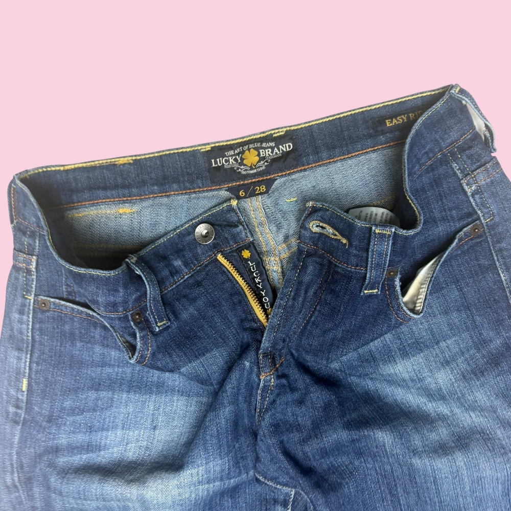 Lucky Brand Easy Rider Medium Wash Straight Leg Embroidered Jeans 6/28